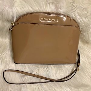 MICHAEL KORS Emmy Tan Patent Leather Crossbody Bag